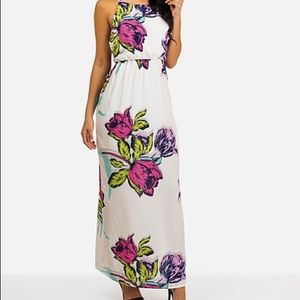 Pink Owl Floral Print Maxi Dress